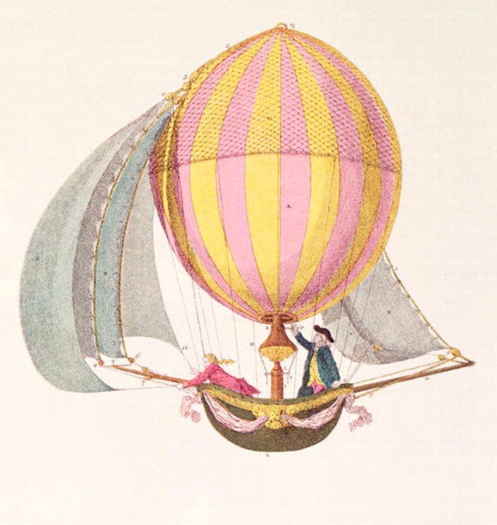 Detail of Design for a dirigible, French, c.1785 by French School