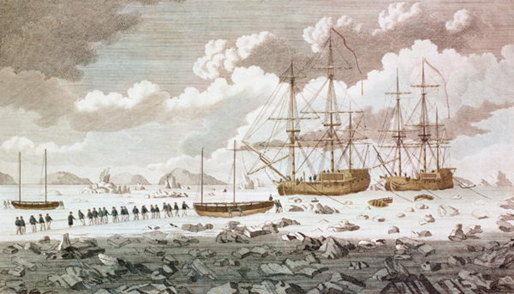 Detail of The Racehorse and the Carcass, under the command of Constantine John Phipps, Lord Mulgrave, stuck in ice at Spitzbergen on their voyage to find a northern route to India by Anonymous