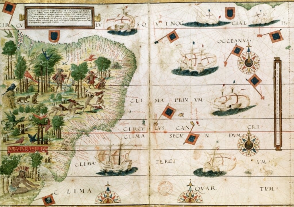 Detail of Brazil from the 'Miller Atlas' by Pedro Reinel, c.1519 by Portuguese School