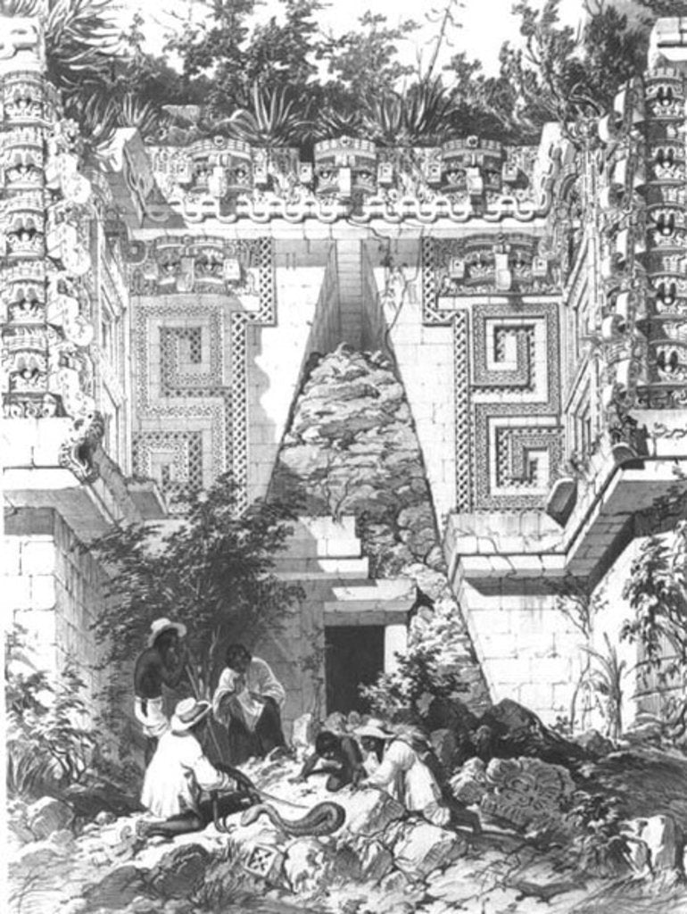 Detail of Ruins of a Mayan temple, 19th century by Anonymous