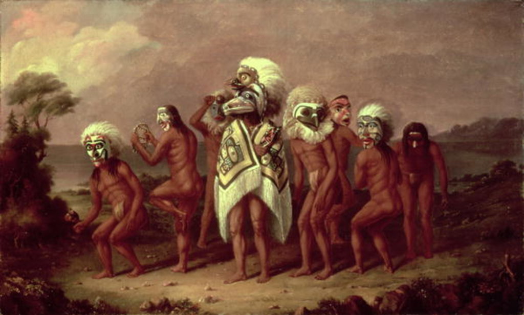 Detail of Medicine mask dance by Paul Kane