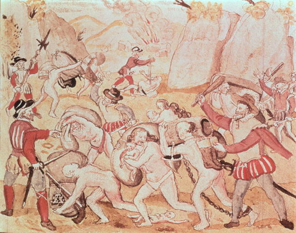 Detail of The Massacre of Indians at Cholula on the Orders of Cortes, 1519 by Anonymous