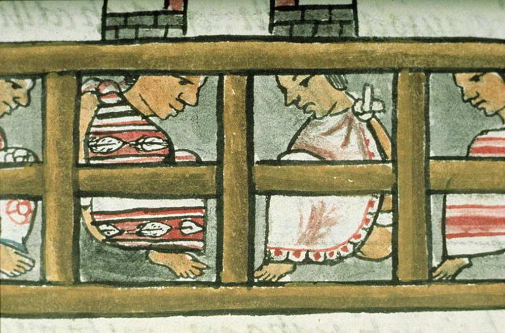 Detail of Ms Palat. 218-220 Book IX Aztec prisoners by Spanish School