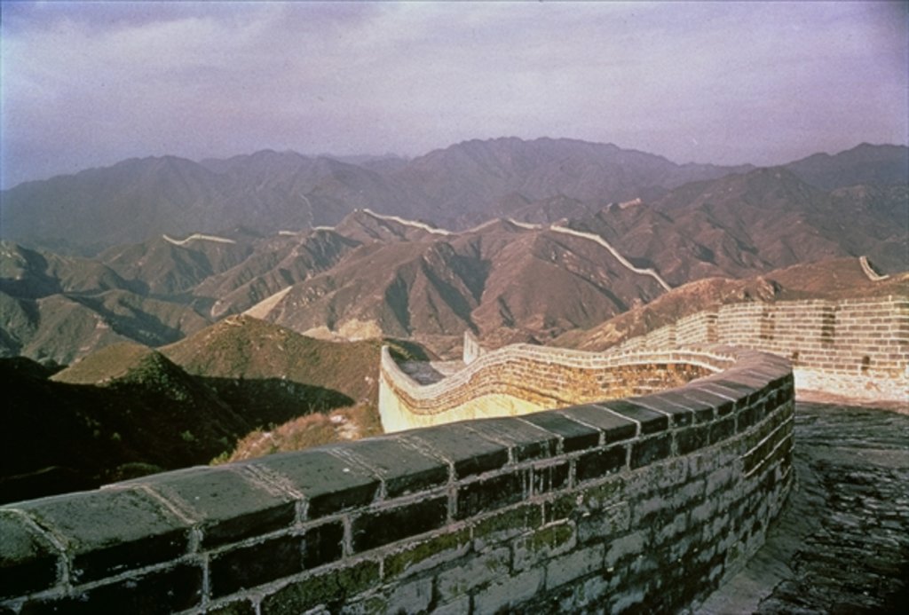 Detail of The Great Wall of China stretching over the mountains, built in the Ming dynasty by Anonymous