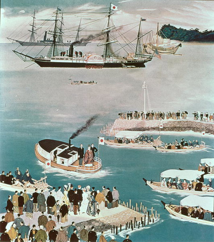 Detail of Japan's first foreign mission, heading to USA, 1871 by Anonymous