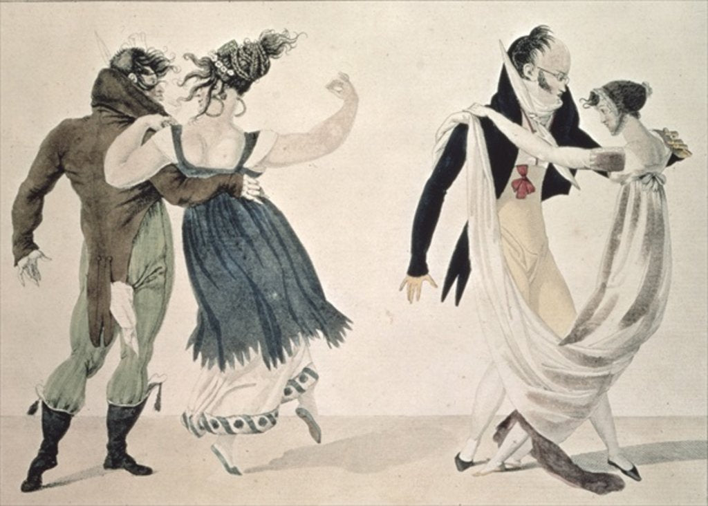 Detail of Good Form, No. 1: The Waltz, satirical cartoon, c.1820 by French School