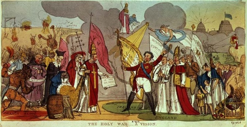 Detail of The Holy War - A Vision, satirical cartoon of the struggle for Catholic Emancipation in Ireland, 1826 by English School