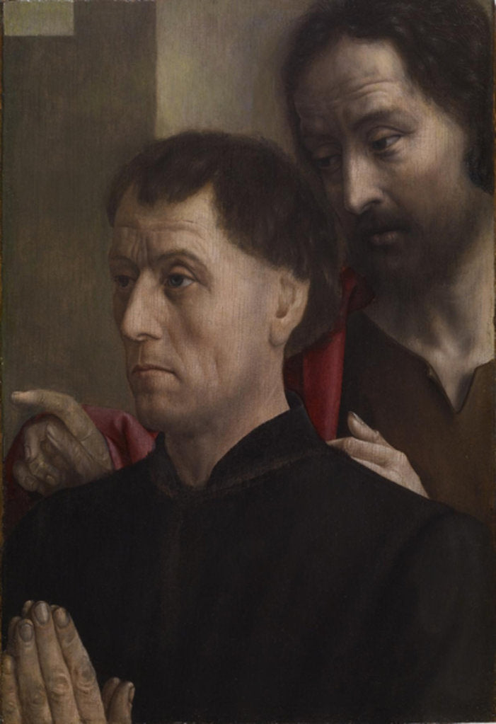 Detail of Portrait of a Man at Prayer with St. John the Baptist, c.1475 by Hugo van der Goes
