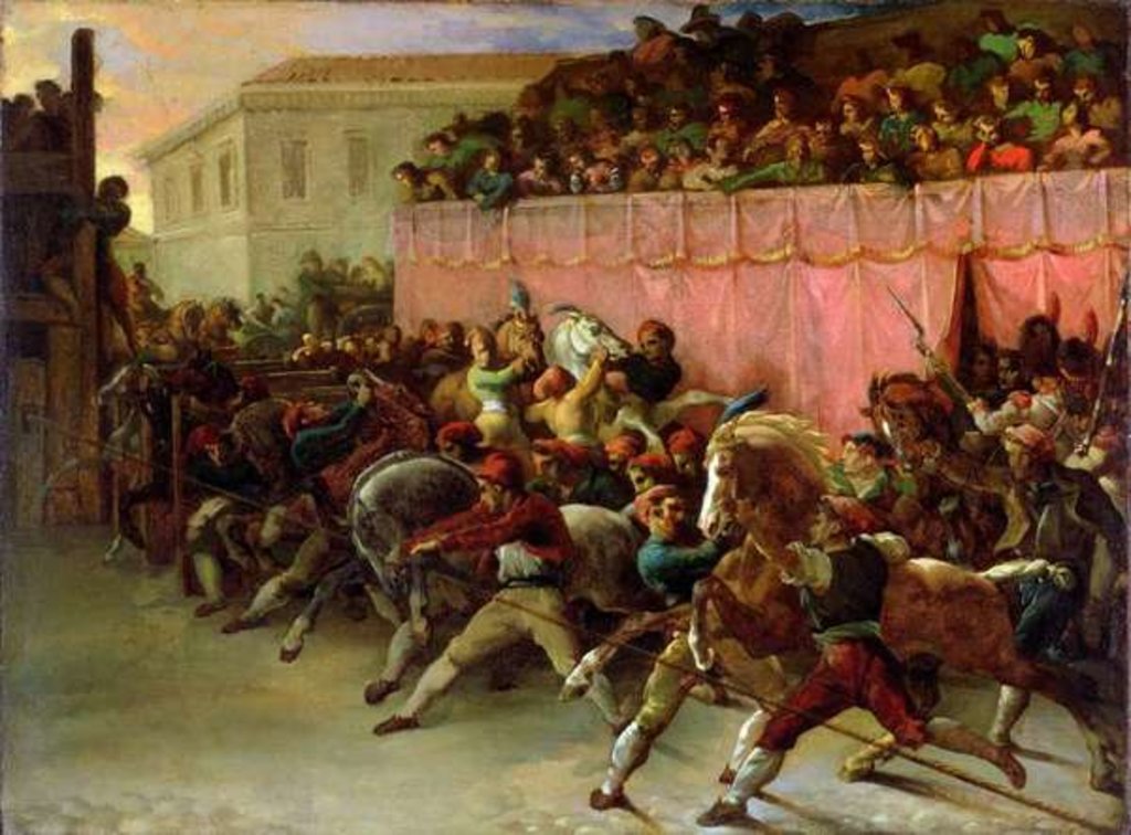 Detail of The Riderless Racers at Rome, 1817 by Theodore Gericault