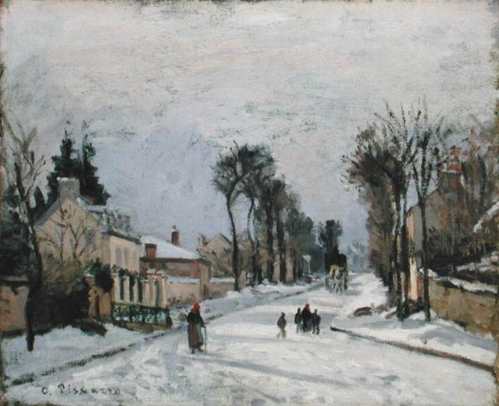 Detail of The Versailles Road at Louveciennes, 1869 by Camille Pissarro