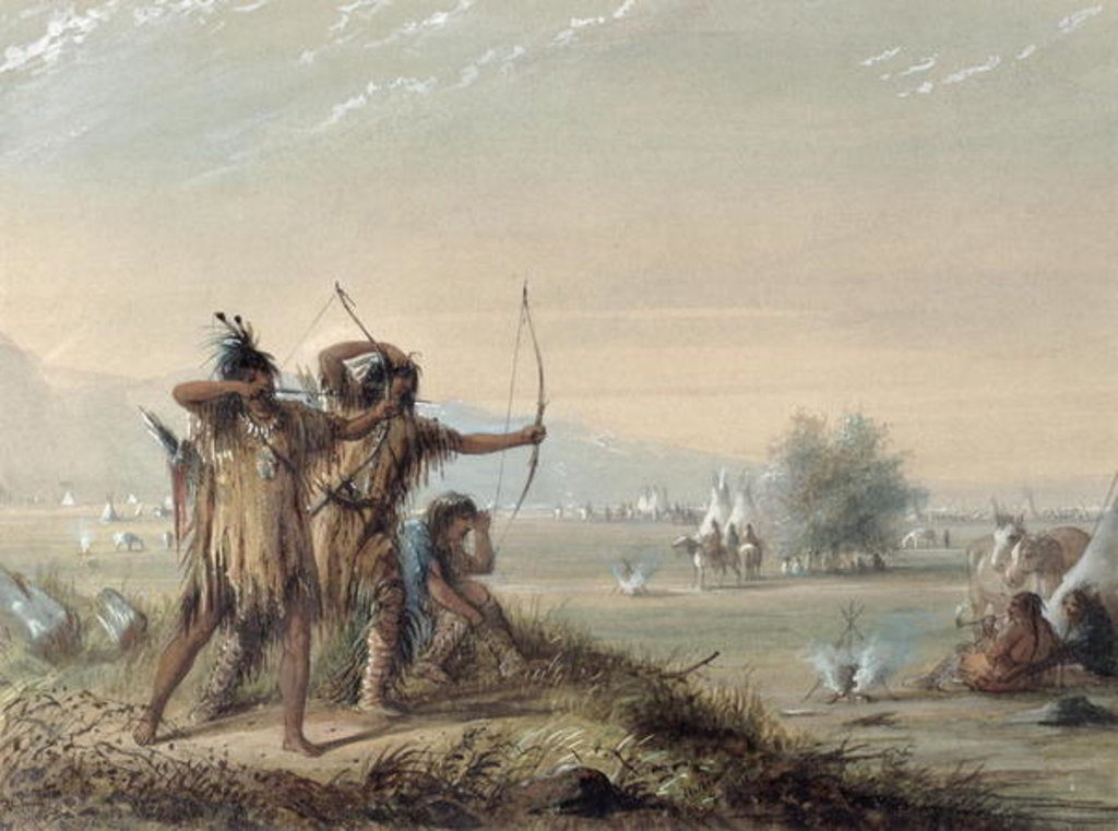 Detail of Snake Indians Testing Bows, 1837 by Alfred Jacob Miller