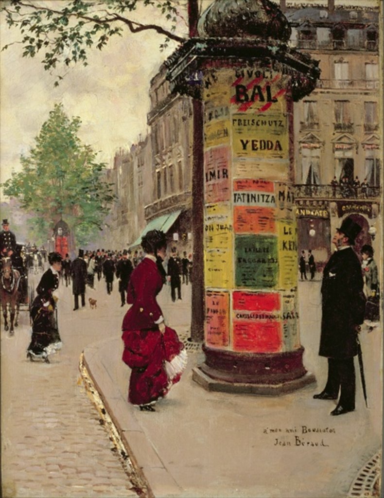 Detail of Paris Kiosk, early 1880s by Jean Beraud