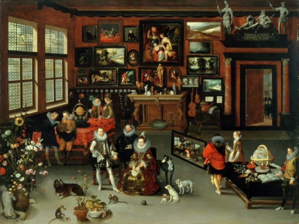 Detail of Archduke Albert and Archduchess Isabella Visiting a Collector's Cabinet, c.1621-23 by H. II & Brueghel Jan I Francken