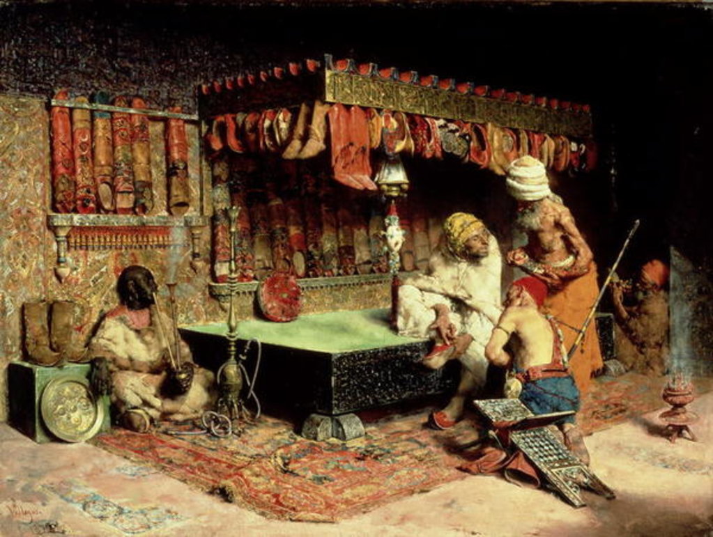 Detail of The Slipper Merchant, 1872 by Jose Villegas y Cordero