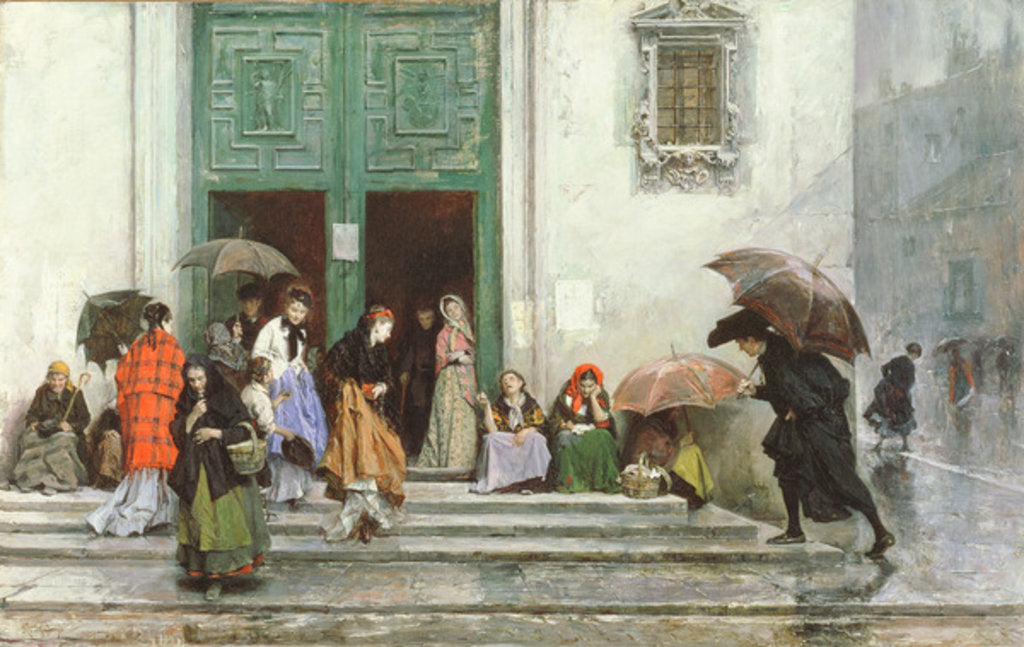 Detail of Coming Out of Church, before 1875 by Raimundo de Madrazo y Garreta