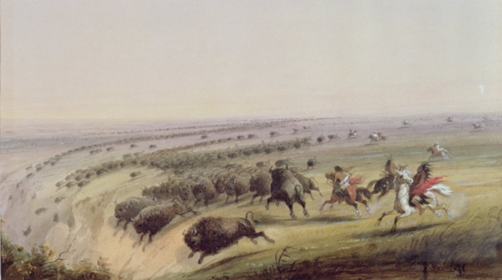 Detail of Hunting Buffalo, 1837 by Alfred Jacob Miller