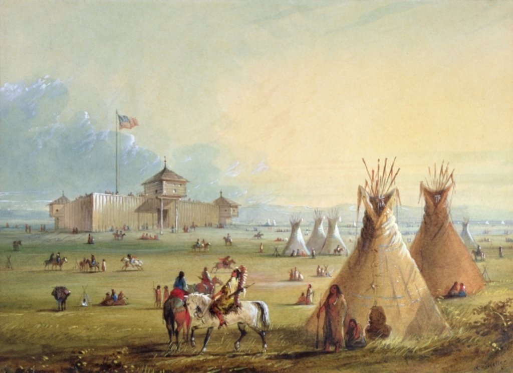 Detail of Fort Laramie, 1858-60 by Alfred Jacob Miller