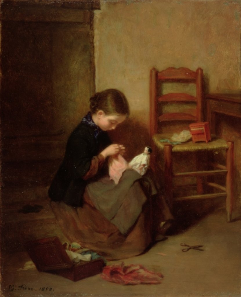 Detail of The Little Dressmaker, 1858 by Pierre Edouard Frere
