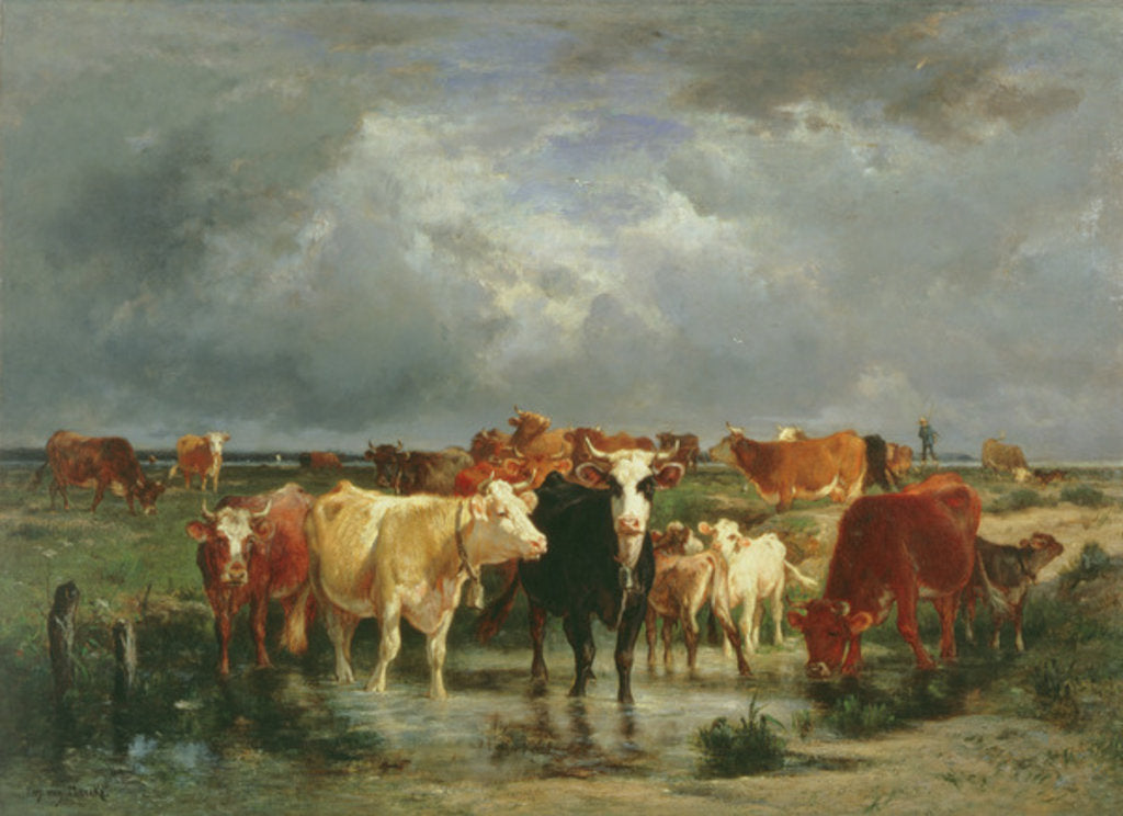 Detail of The Approach of a Storm by Emile van Marcke de Lummen