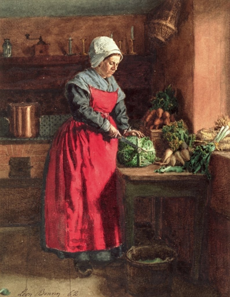 Detail of Cook with Red Apron, 1862 by Leon Bonvin