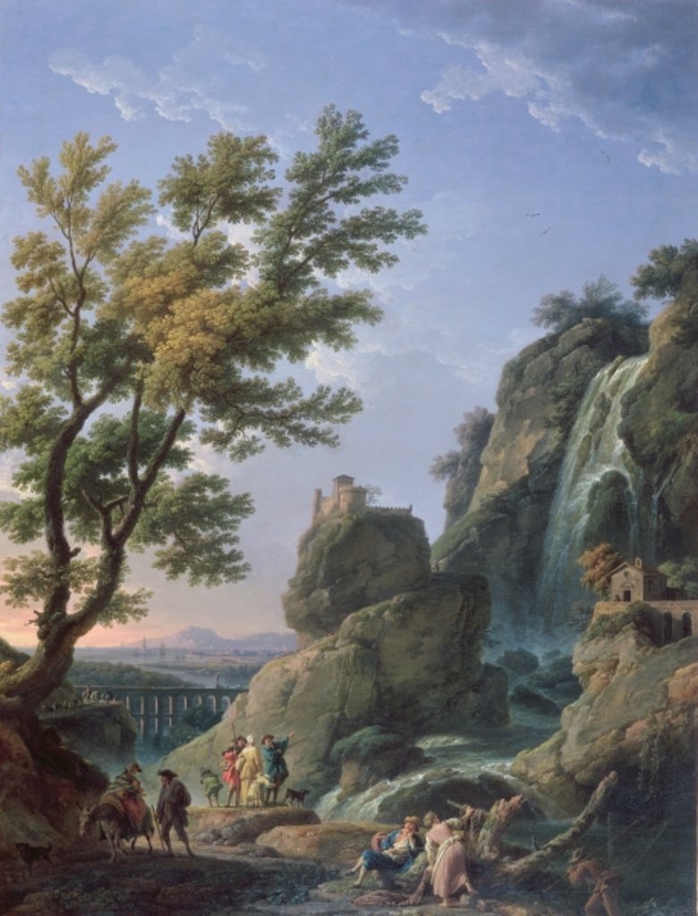 Detail of Landscape with Waterfall and Figures, 1768 by Claude Joseph Vernet