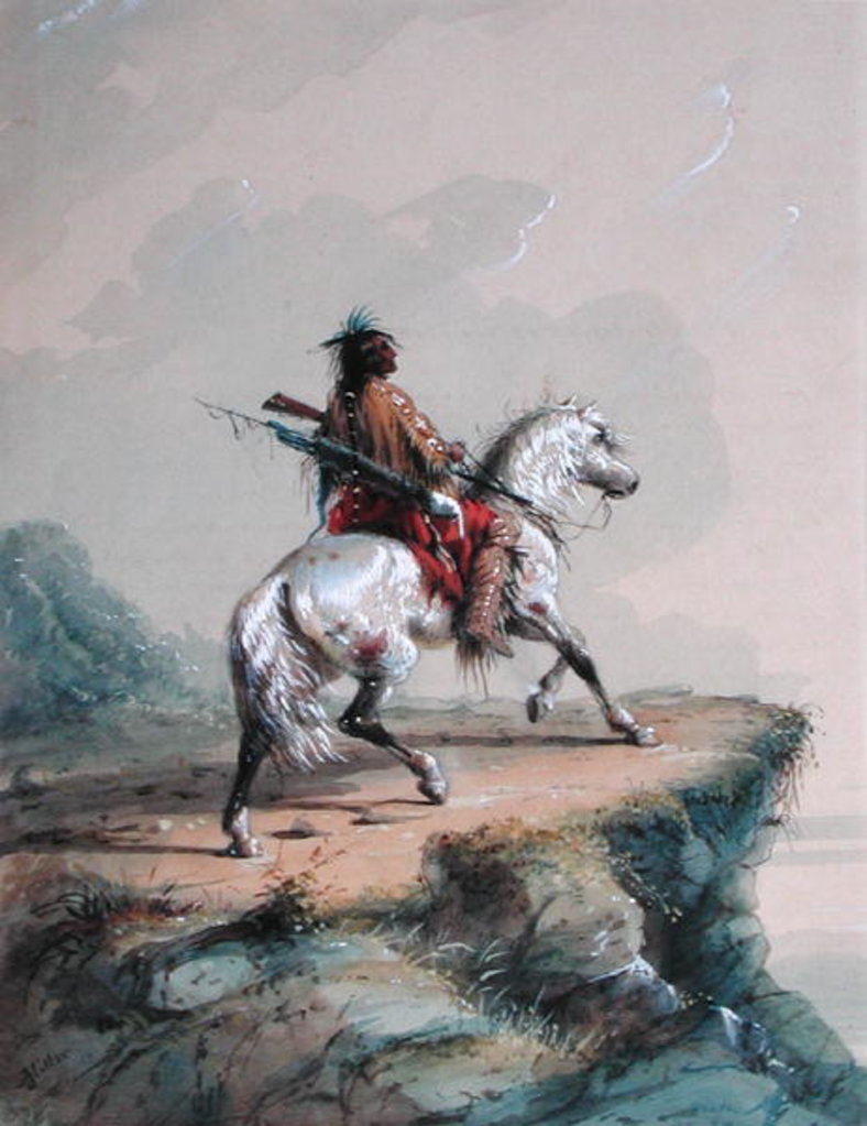 Detail of Crow Indian on the Lookout by Alfred Jacob Miller