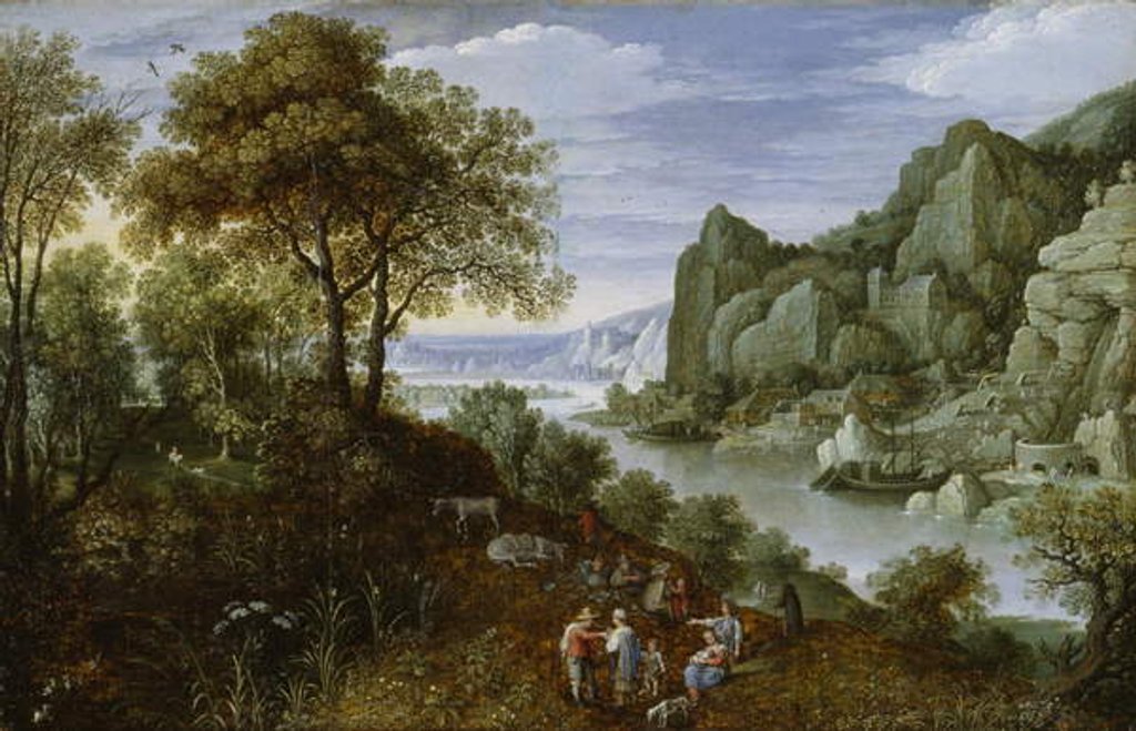 Detail of River Landscape with Mining, 1620-29 by Marten Ryckaert