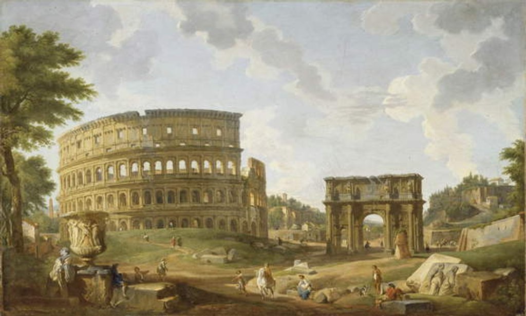 Detail of View of the Colosseum, 1747 by Giovanni Paolo Pannini or Panini