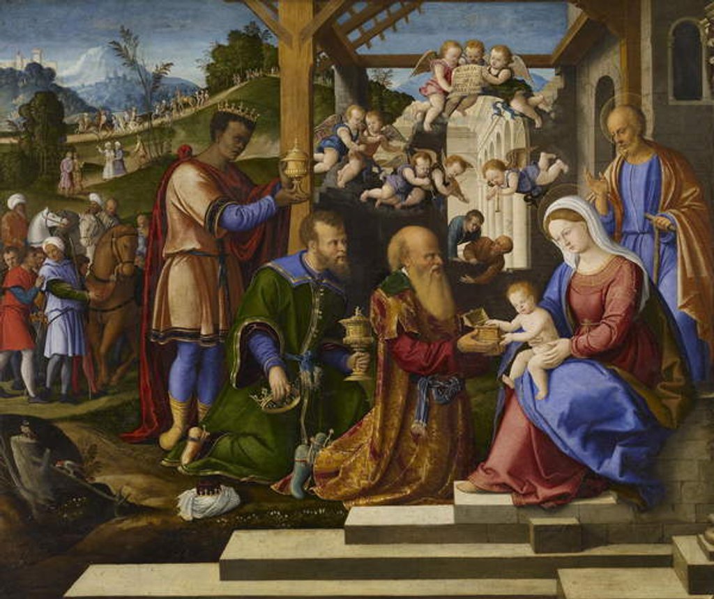 Detail of The Adoration of the Three Kings, c.1525-1530 by Girolamo da Santacroce