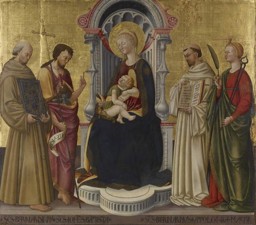 Detail of Virgin and Child Enthroned with Four Saints, c.1450 by Neri di Bicci