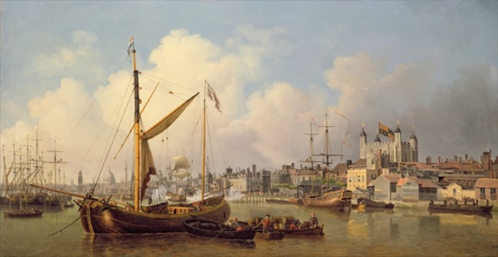 Detail of The Thames and the Tower of London supposedly on the King's Birthday, 1771 by Samuel Scott