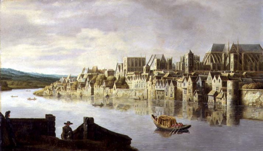 Detail of The Thames at Westminster Stairs, c.1630 by Claude de Jongh