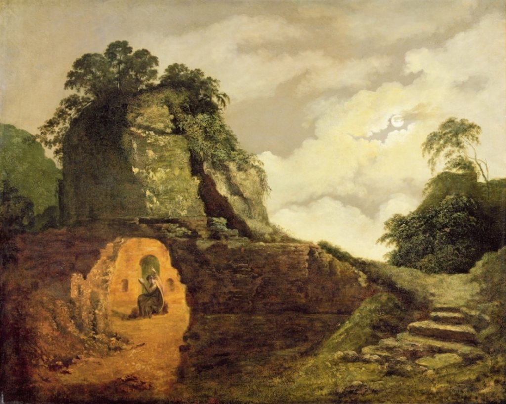 Detail of Virgil's Tomb by Moonlight with Silius Italicus, 1779 by Joseph Wright of Derby