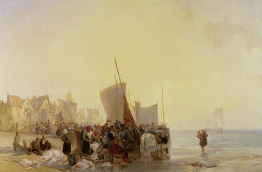 Detail of A Fishmarket Near Boulogne, c.1824 by Richard Parkes Bonington