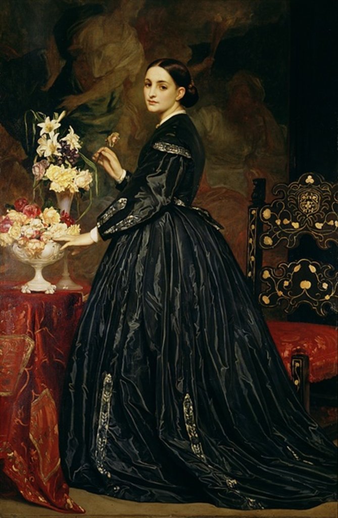 Detail of Mrs James Guthrie, c.1864-5 by Frederic Leighton