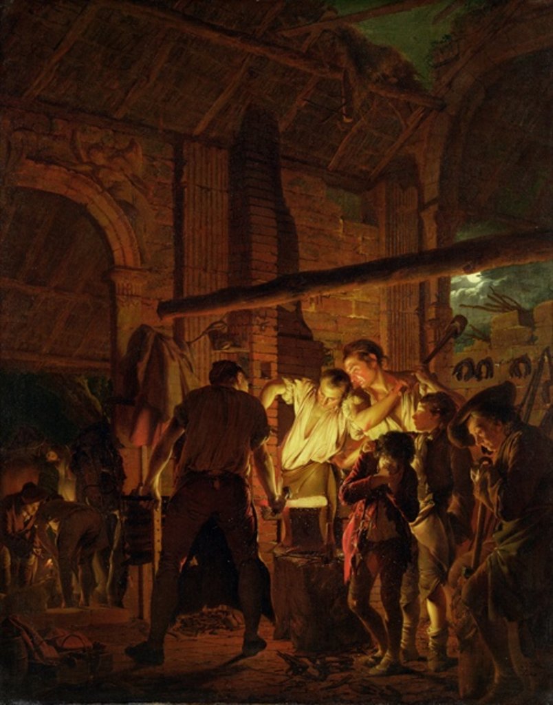 Detail of The Blacksmith's Shop, 1771 by Joseph Wright of Derby
