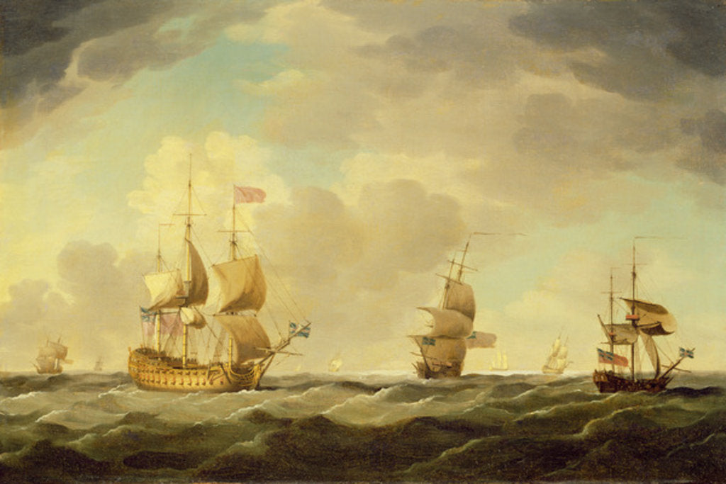 Detail of An English Flagship Under Easy Sail in a Moderate Breeze, c.1750 by Charles Brooking