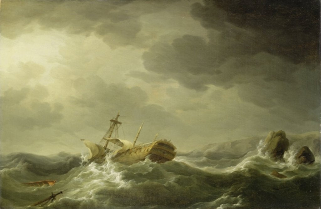 Detail of Ship Wrecked on a Rocky Coast, c.1747-50 by Charles Brooking