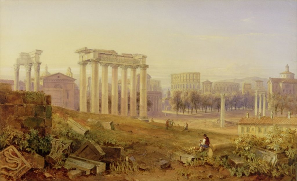 Detail of Across the Forum, Rome, 1828 by Hugh William Williams
