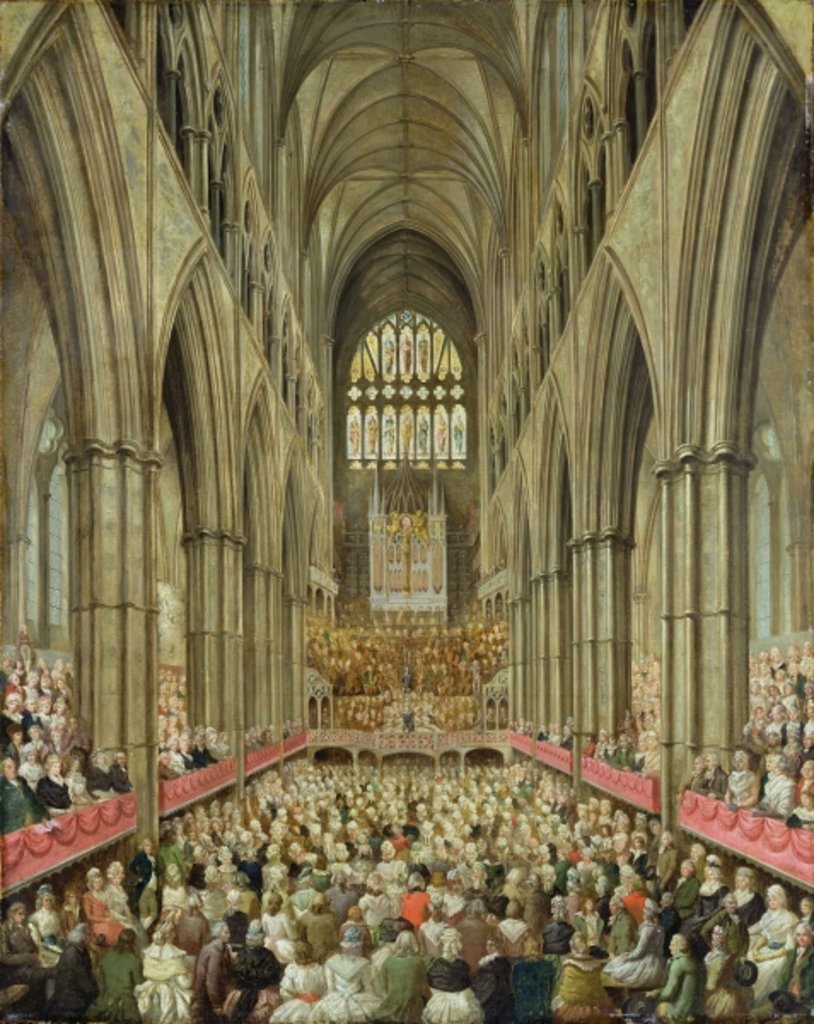 Detail of An Interior View of Westminster Abbey on the Commemoration of Handel's Centenary, Taken from the Manager's Box, c.1793 by Edward Edwards