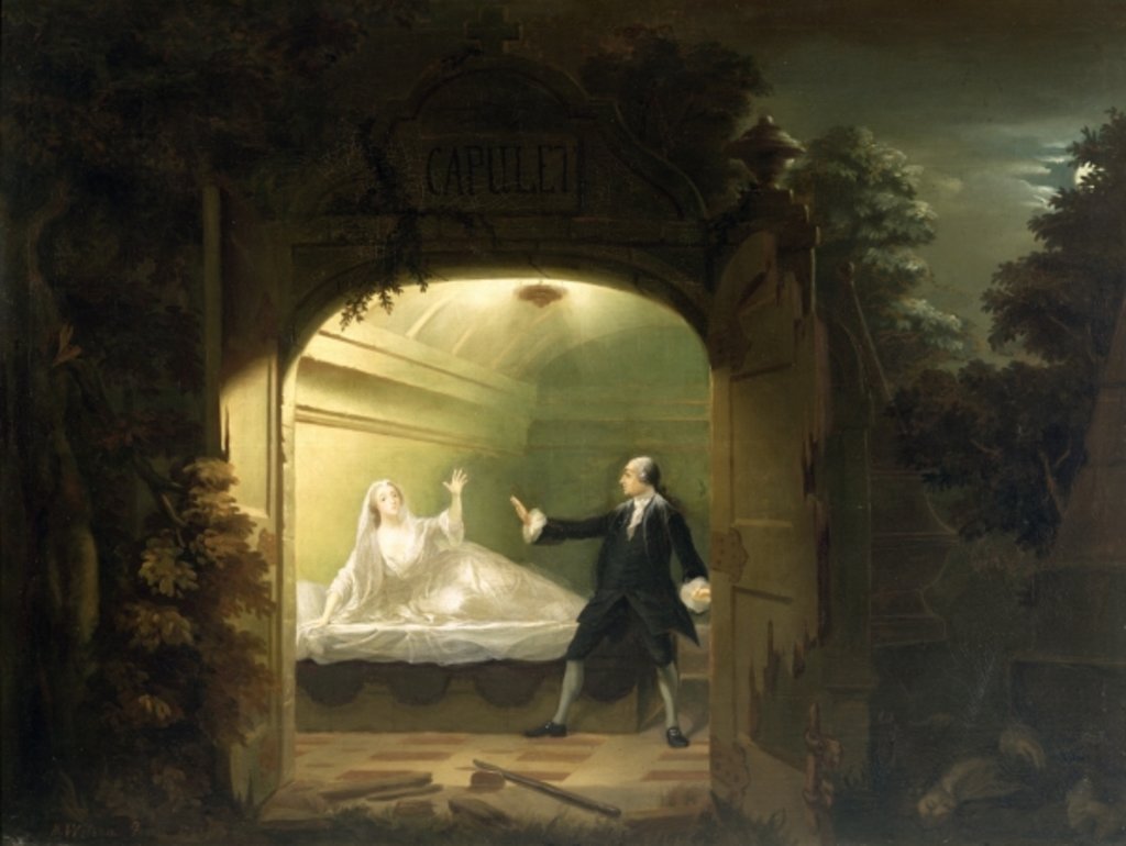 Detail of David Garrick and George Anne Bellamy in Romeo and Juliet, 1753 by Benjamin Wilson