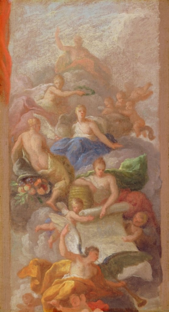 Detail of A Sketch of Gratitude Crowned by Peace, with Other Allegorical Figures of Industry, Fame and Plenty, c.1712-13 by James Thornhill