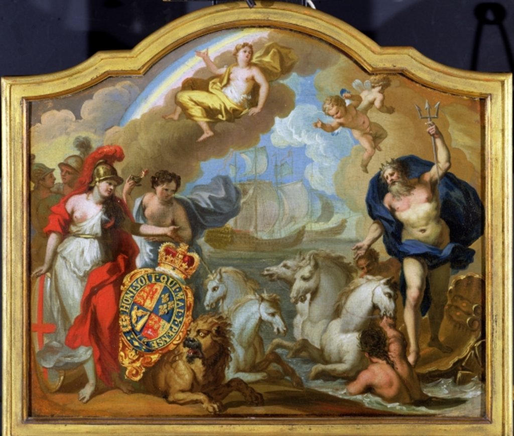 Detail of Allegory of the Power of Great Britain by Sea, design for a decorative panel for George I's ceremonial coach, c.1720 by James (attr. to) Thornhill