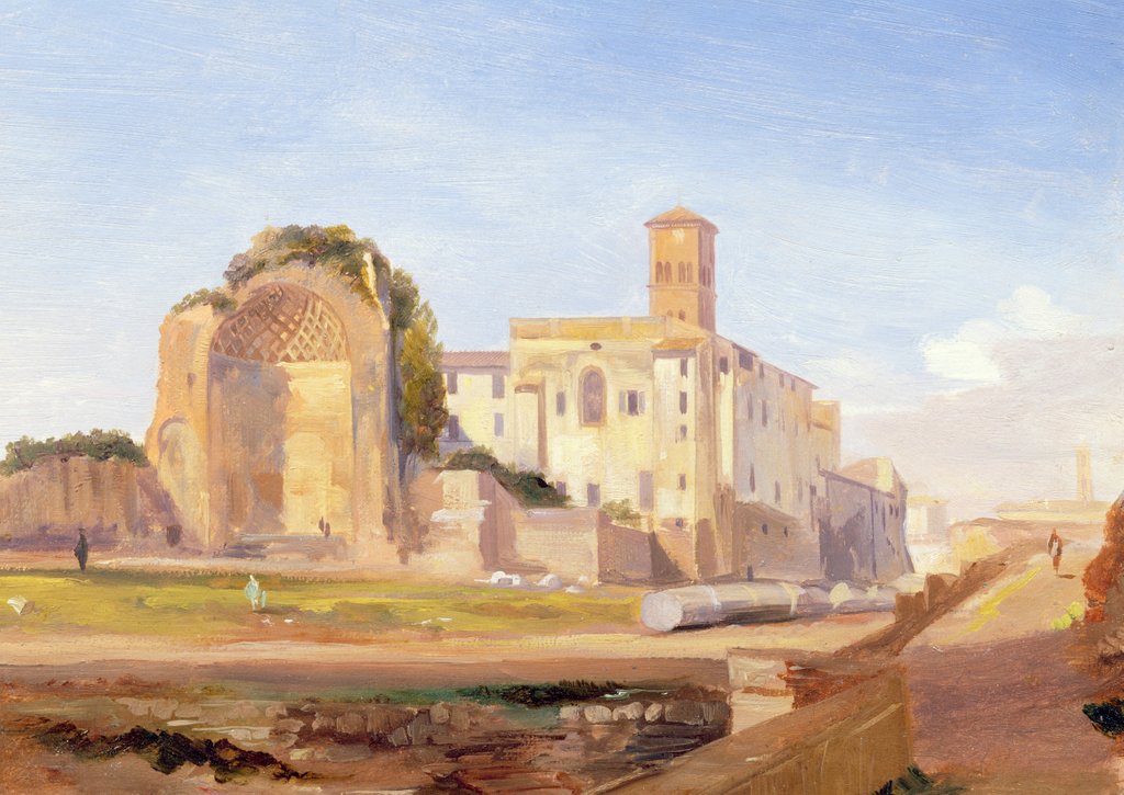 Detail of The Temple of Venus and Rome, Rome, 1840 by Edward Lear