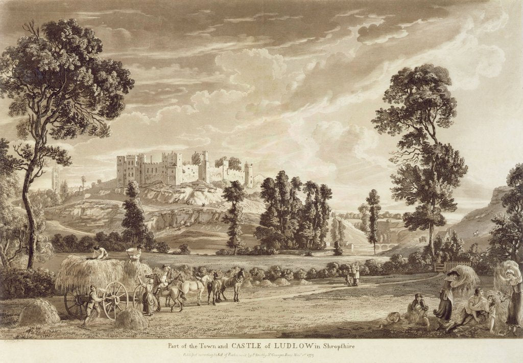Detail of Part of the Town and Castle of Ludlow in Shropshire, engraved by the artist, published by P. Sandby, 1779 by Paul Sandby