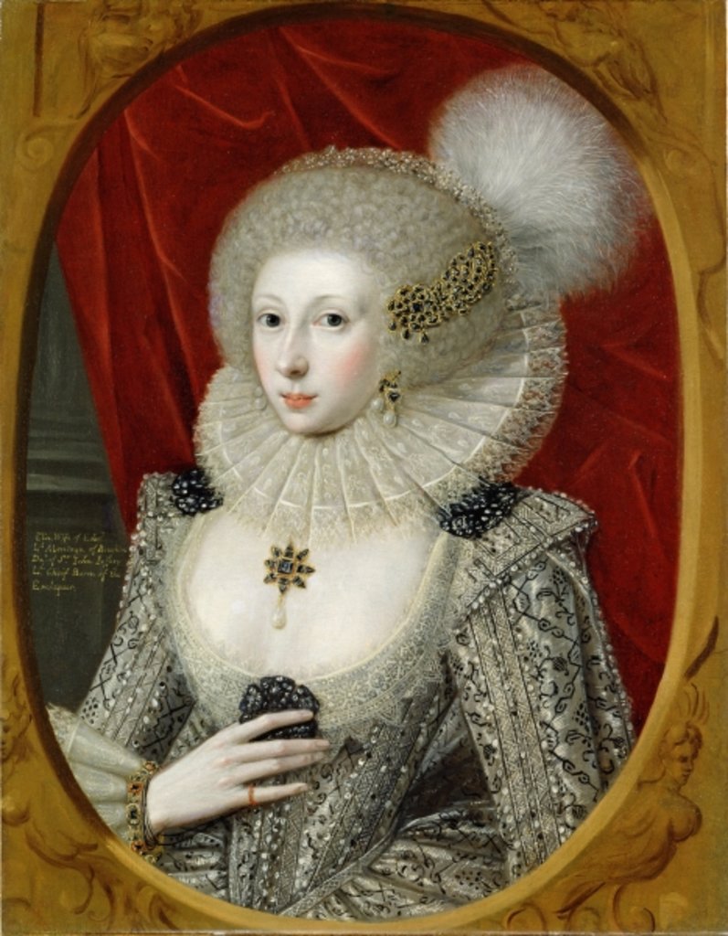Detail of Portrait of a woman, possibly Frances Cotton, Lady Montagu, of Boughton Castle, Northamptonshire by Robert the Elder (attr. to) Peake