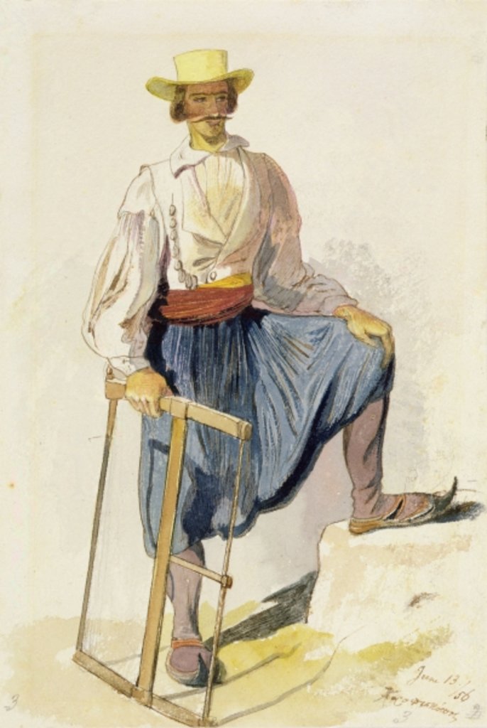 Detail of Greek Woodcutter, 13 June 1856 by Edward Lear