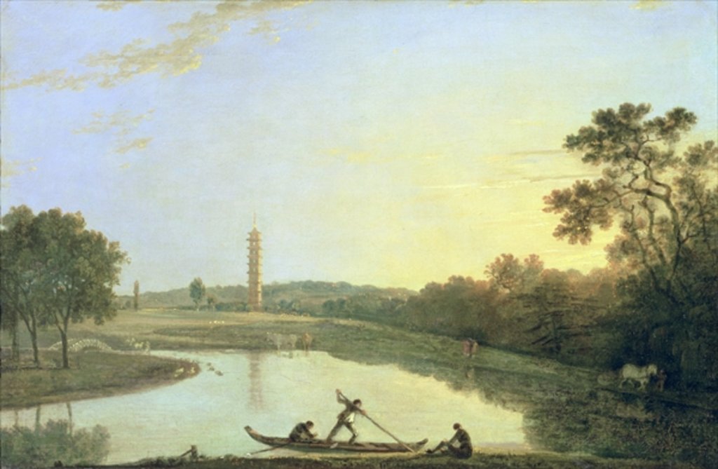 Detail of Kew Gardens: The Pagoda and Bridge, 1762 by Richard Wilson