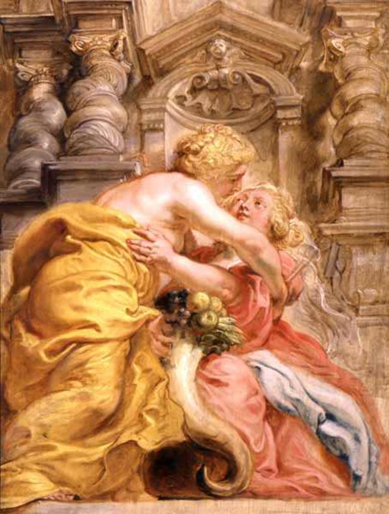 Detail of Peace Embracing Plenty, 1633-34 by Peter Paul Rubens
