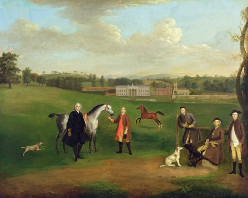 Detail of Leak Okeover, Rev. John Allen and Captain Chester at Okeover Hall, Staffordshire, c. 1785 by Arthur Devis
